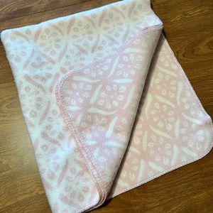 POTTERY BARN KIDS Pink and White Baby Toddler Blanket Flannel Dots Lines